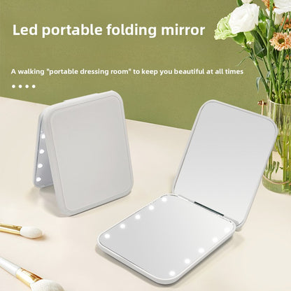 LED portable handheld folding small mirror
