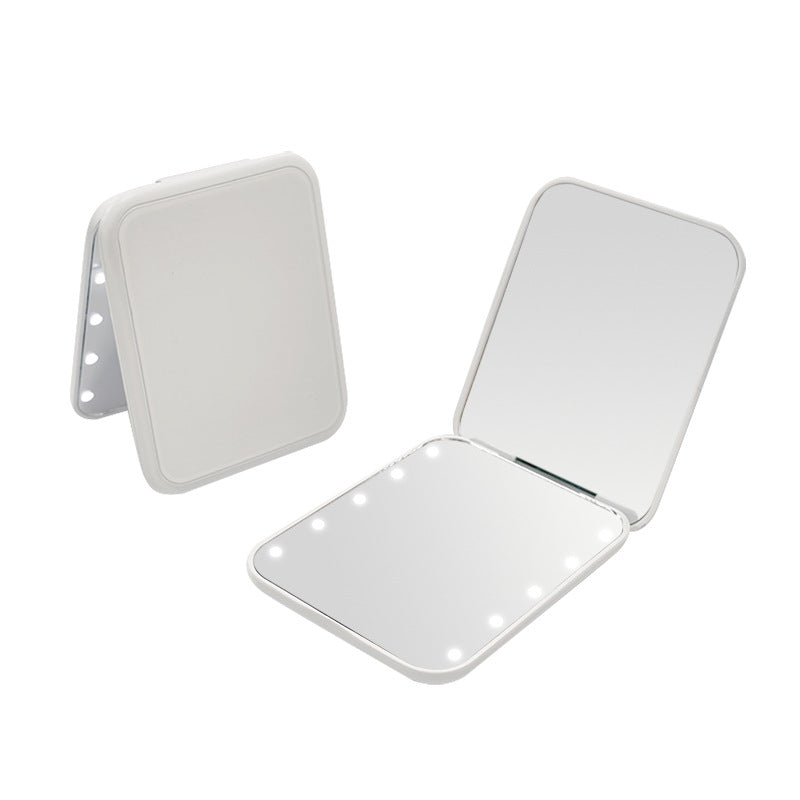 LED portable handheld folding small mirror
