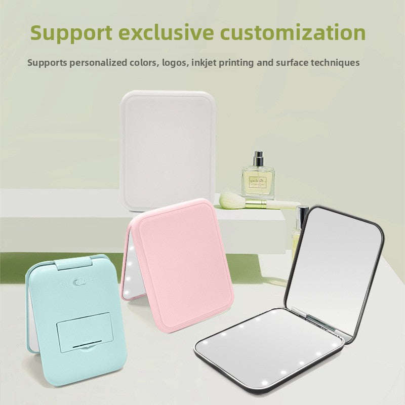 LED portable handheld folding small mirror