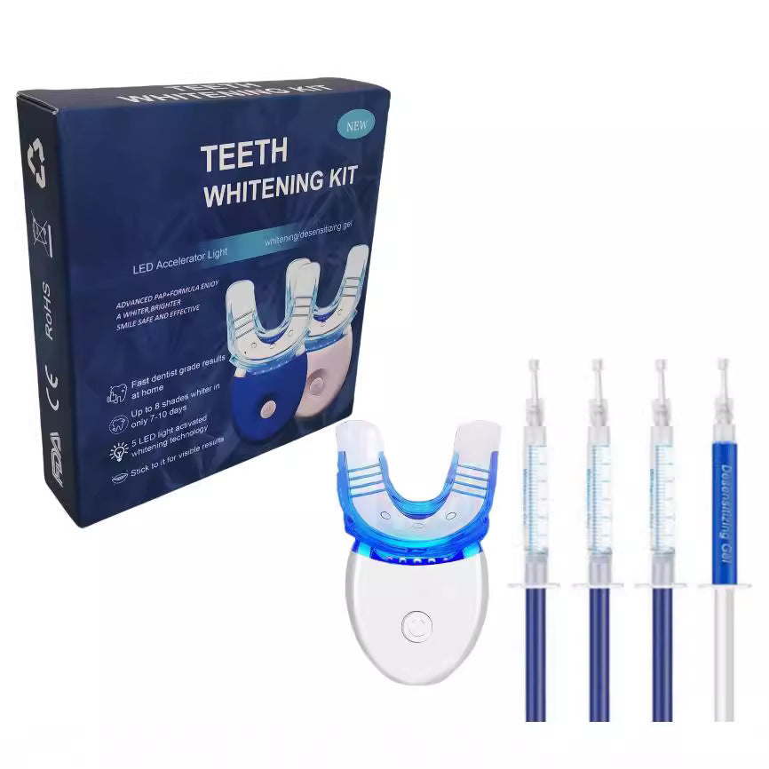 LED Teeth Whitening Kit with Blue Light and Gel