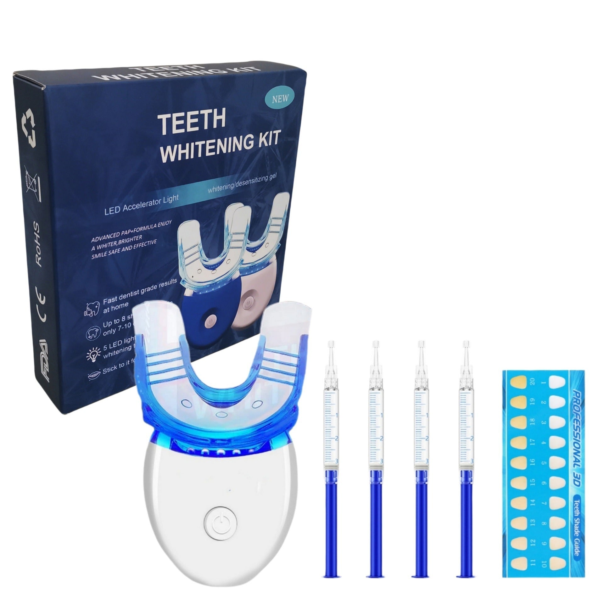 LED Teeth Whitening Kit with Blue Light and Gel