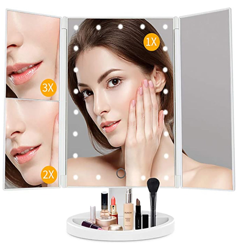 LED Three-Sided Foldable Makeup Mirror