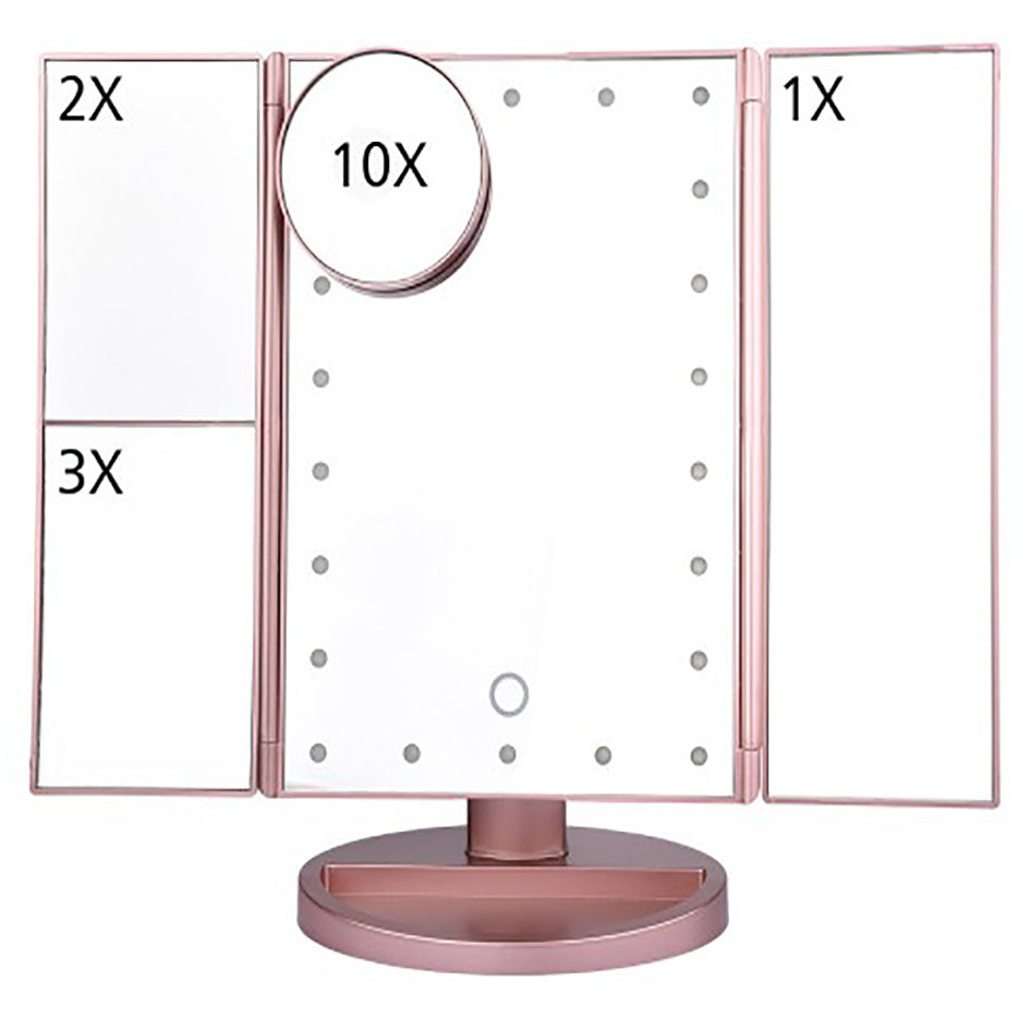 LED Three-Sided Foldable Makeup Mirror