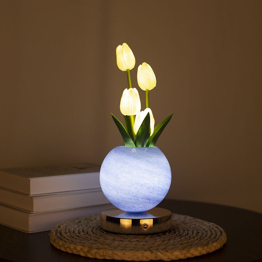 LED Tulip Planet Night Light with Touch Control