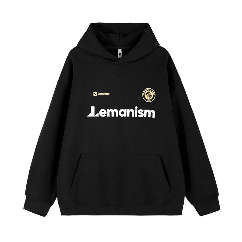Lemanism Lettered Hooded Fleece Sweatshirt