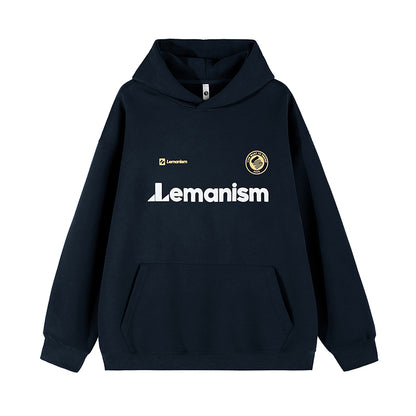 Lemanism Lettered Hooded Fleece Sweatshirt