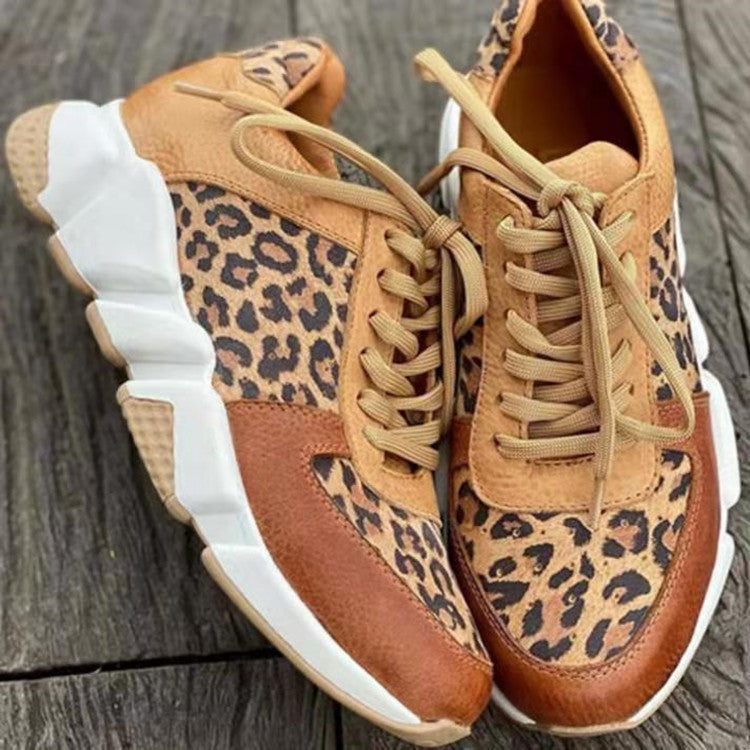 Leopard-patterned casual sneakers