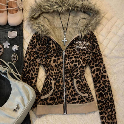 Leopard print cardigan coat