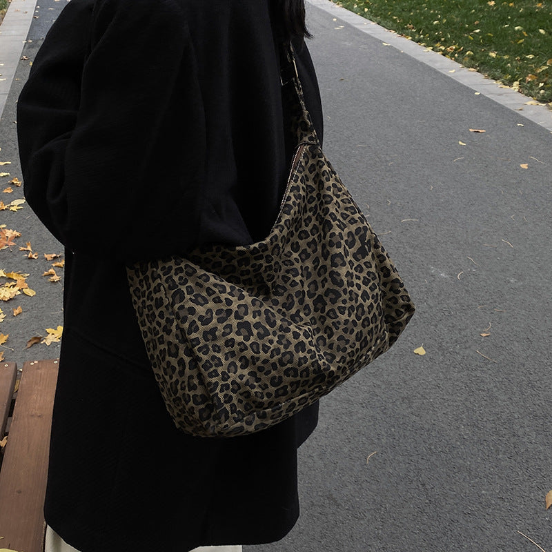 Leopard Print Crossbody Bag with Large Capacity
