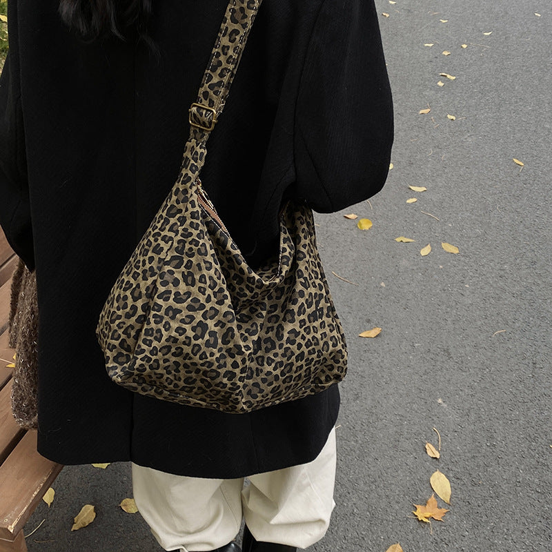 Leopard Print Crossbody Bag with Large Capacity