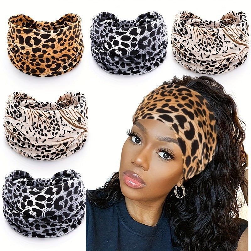 Leopard Print Elastic Sports Headband