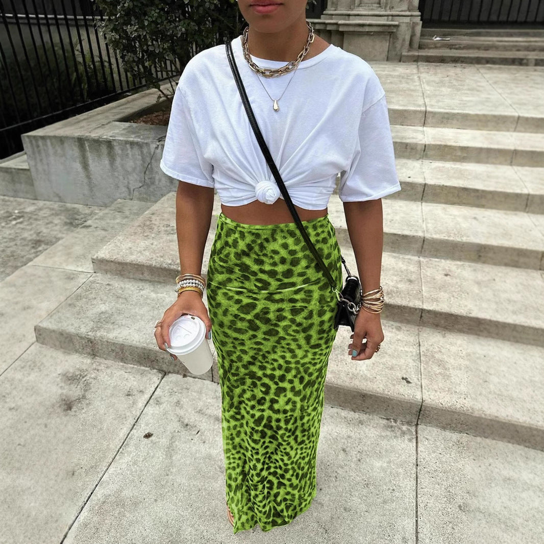 Leopard Print Fishtail Skirt