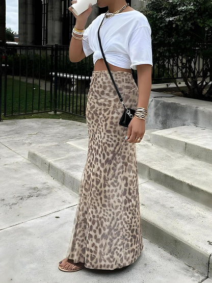 Leopard Print Fishtail Skirt