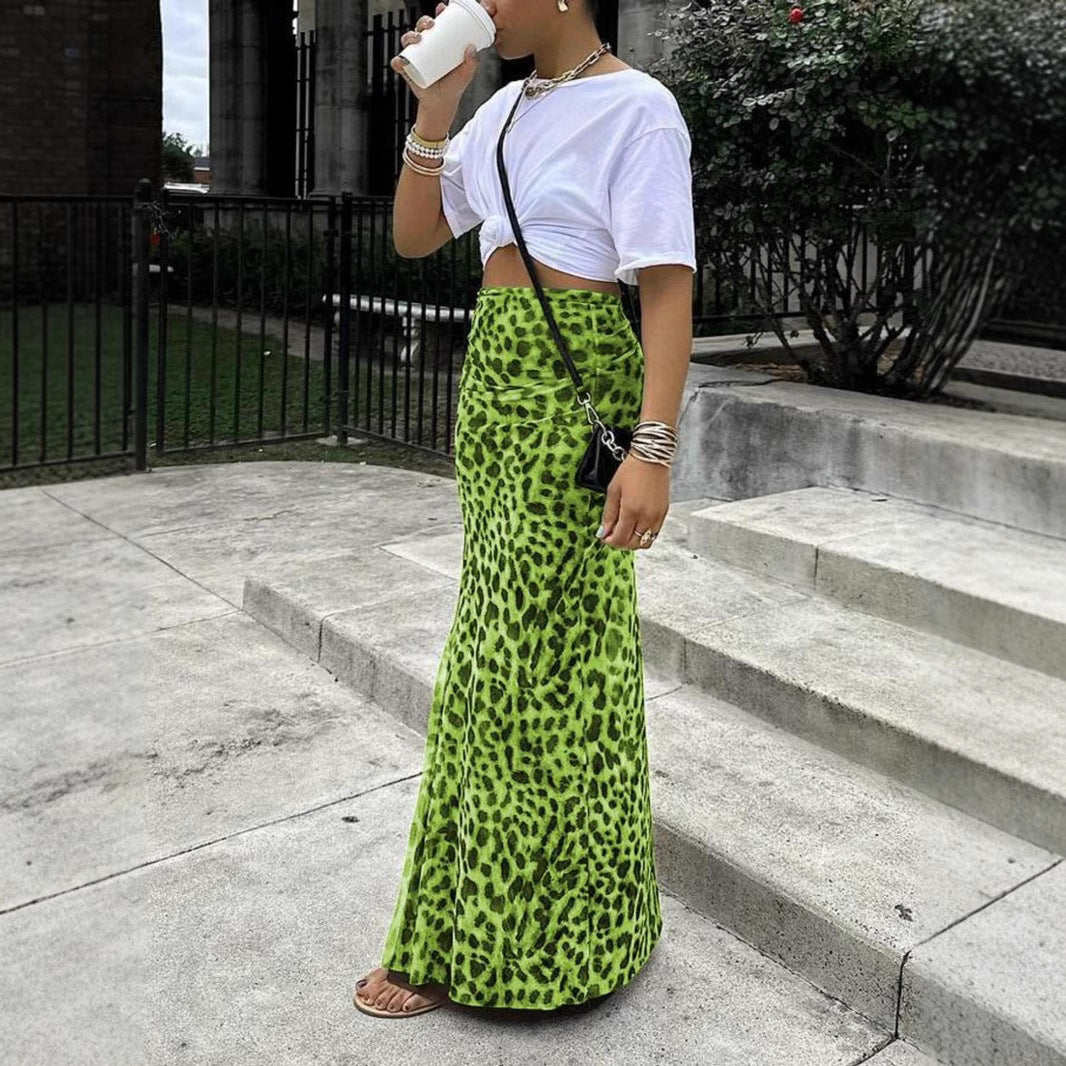 Leopard Print Fishtail Skirt