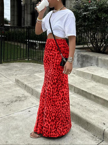 Leopard Print Fishtail Skirt