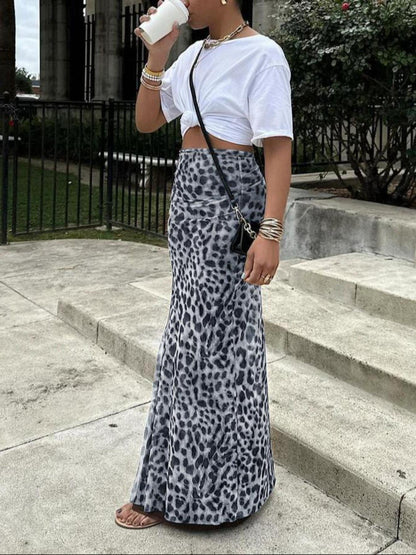 Leopard Print Fishtail Skirt