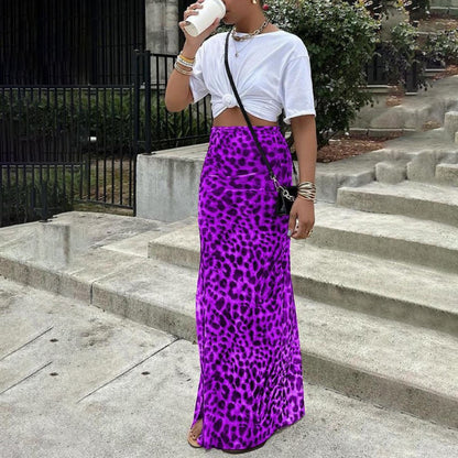 Leopard Print Fishtail Skirt