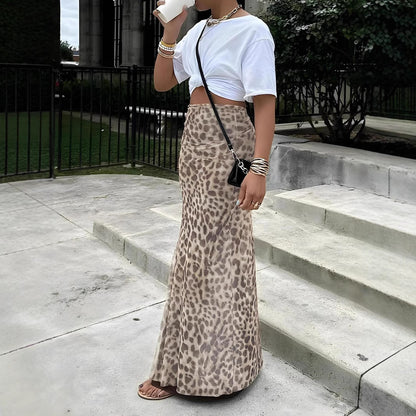 Leopard Print Fishtail Skirt