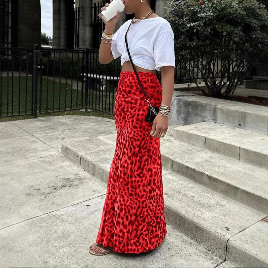 Leopard Print Fishtail Skirt