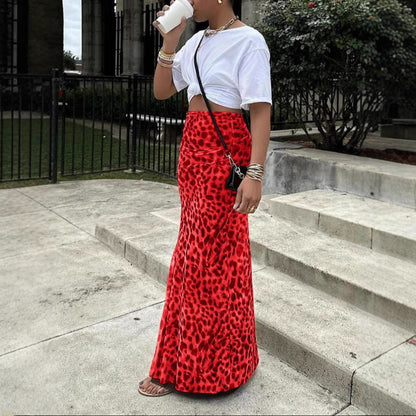 Leopard Print Fishtail Skirt