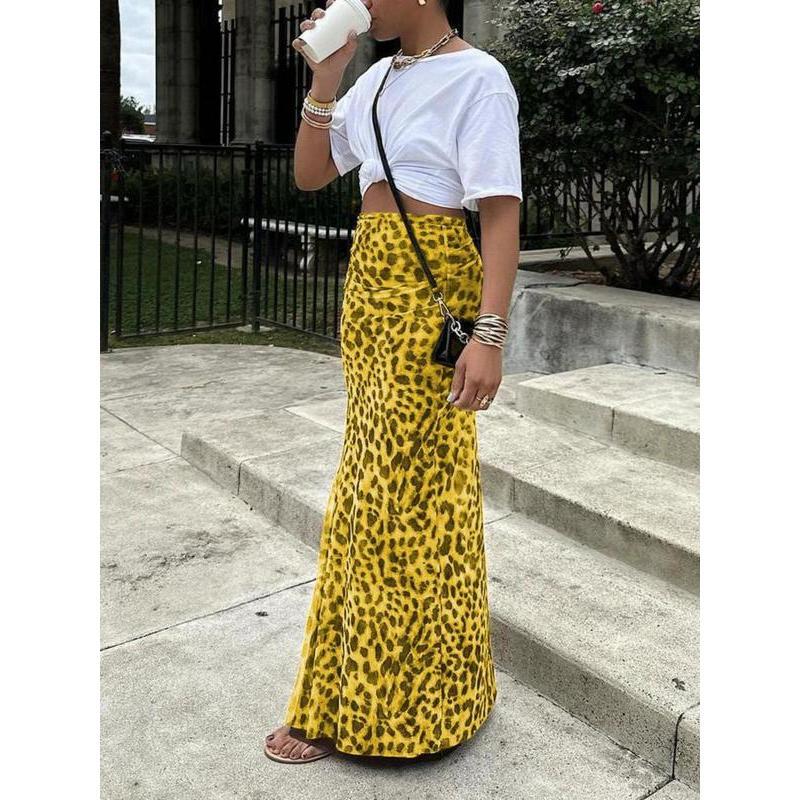 Leopard Print Fishtail Skirt