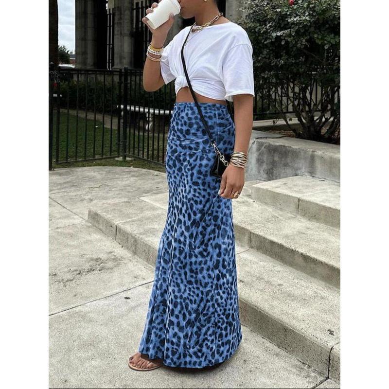 Leopard Print Fishtail Skirt