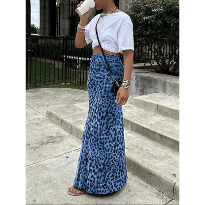 Leopard Print Fishtail Skirt