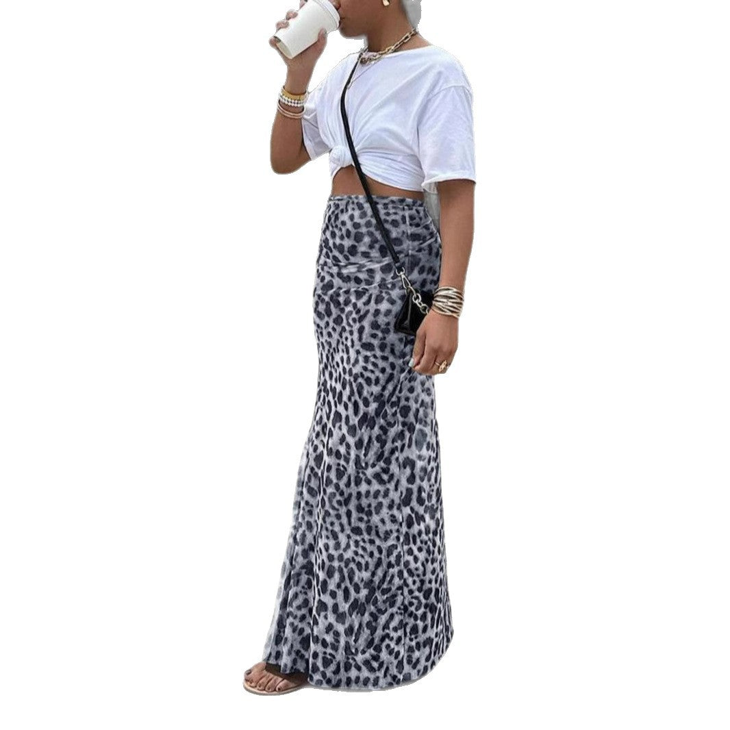 Leopard Print Fishtail Skirt
