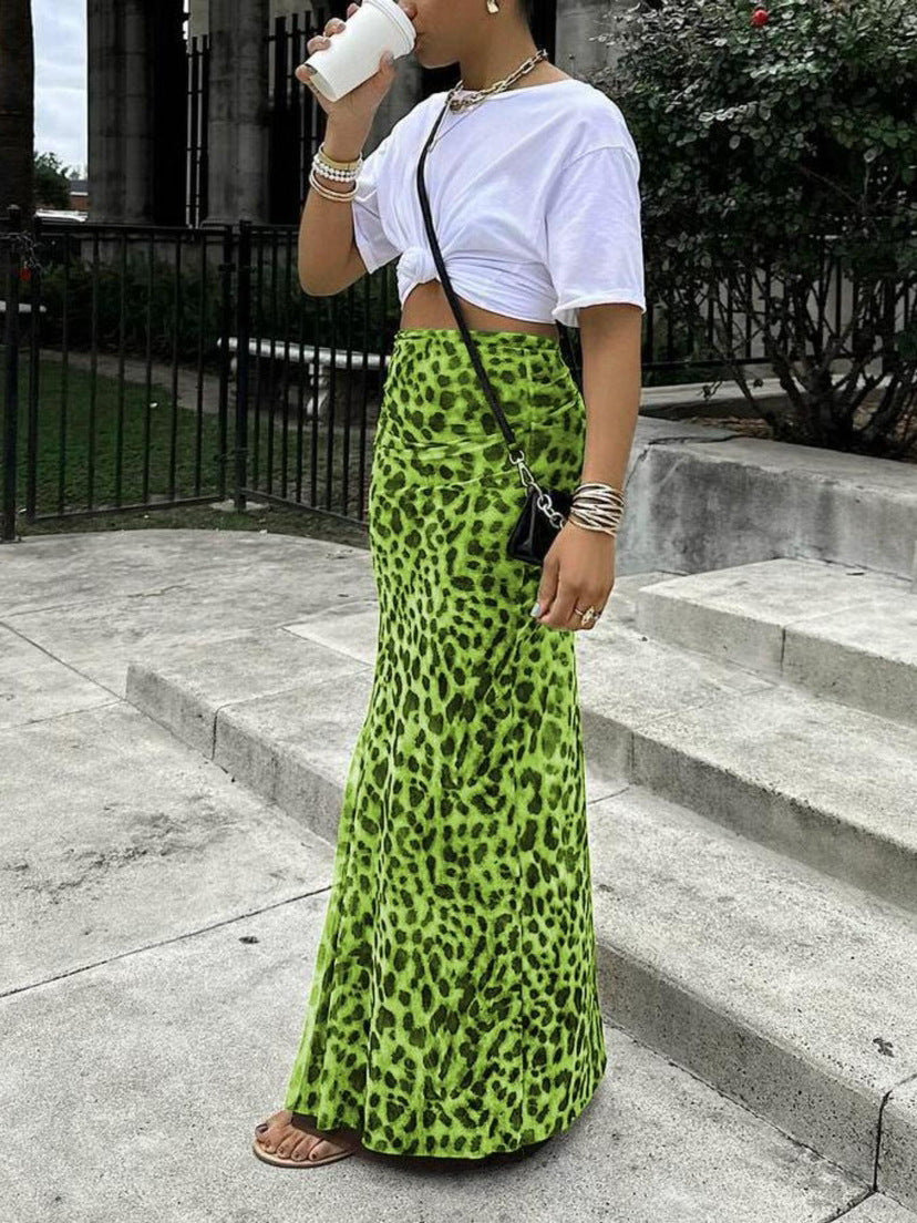 Leopard Print Fishtail Skirt