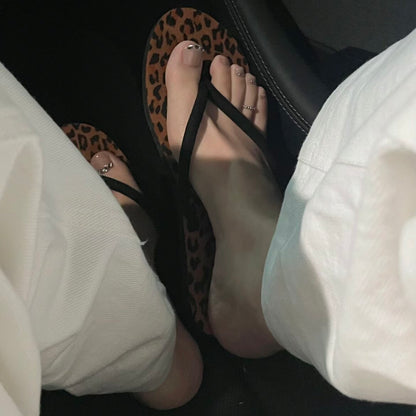 Leopard Print Flip Flops Women Summer Sandals