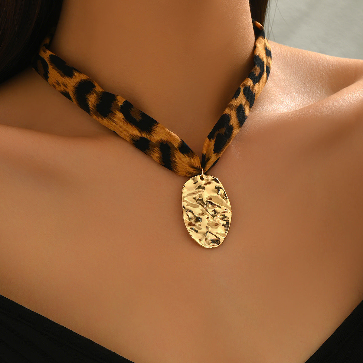 Leopard Print Flower Love necklace