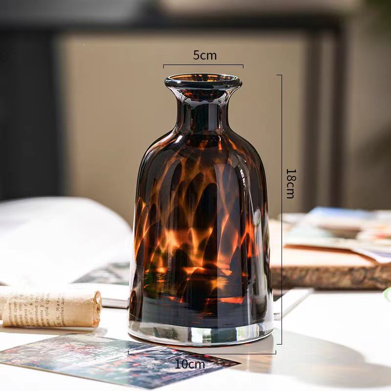 Leopard Print Glass Vase for Home Decor