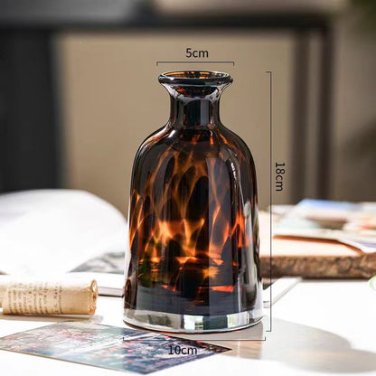 Leopard Print Glass Vase for Home Decor