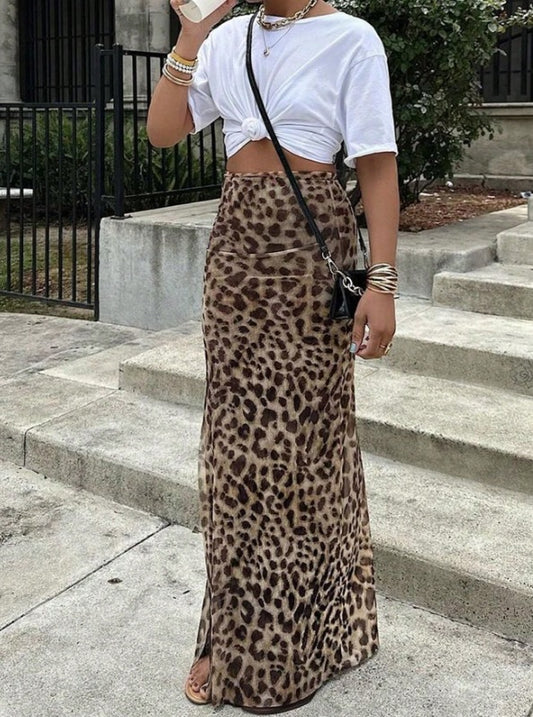 Leopard print halter dress