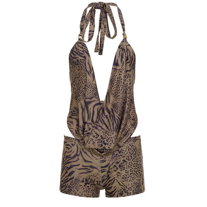 Leopard Print Halterneck Two-Piece Set