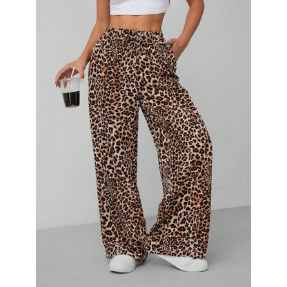 Leopard Print High Waist Wide Leg Pants