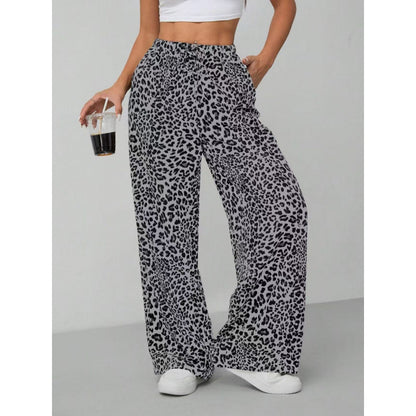 Leopard Print High Waist Wide Leg Pants