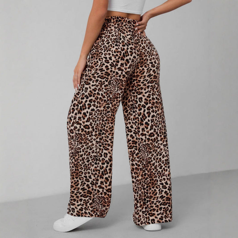 Leopard Print High Waist Wide Leg Pants