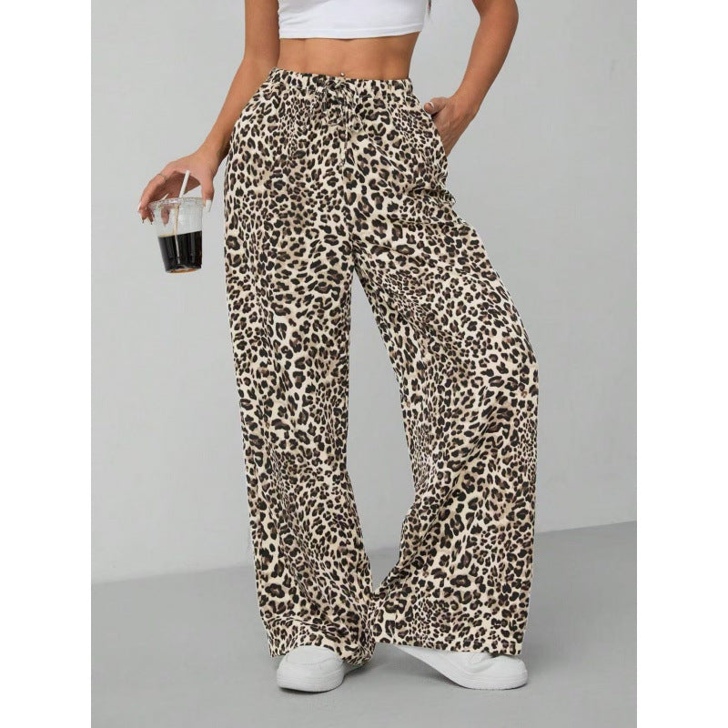 Leopard Print High Waist Wide Leg Pants