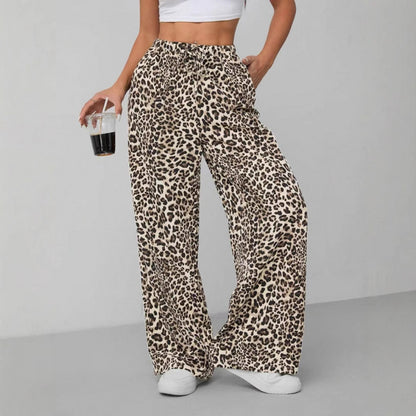 Leopard Print High Waist Wide Leg Pants