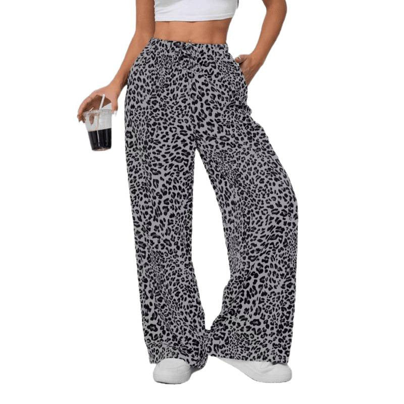 Leopard Print High Waist Wide Leg Pants