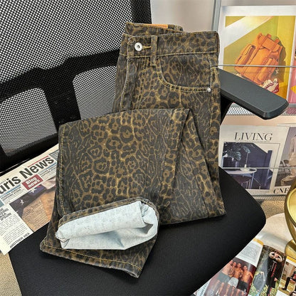 Leopard print jeans