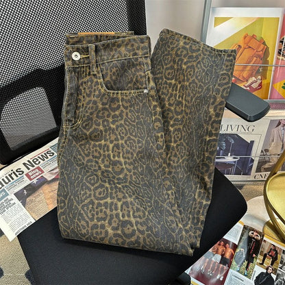 Leopard print jeans
