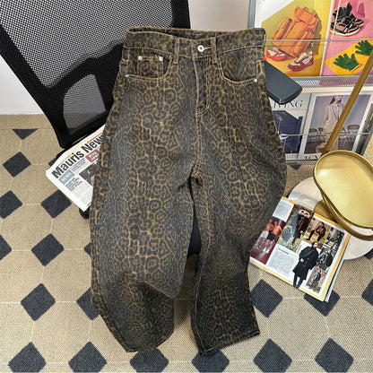 Leopard print jeans