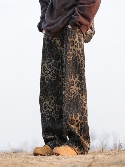 Leopard-print jeans