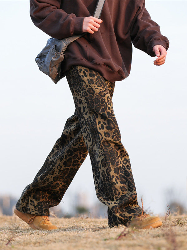 Leopard-print jeans