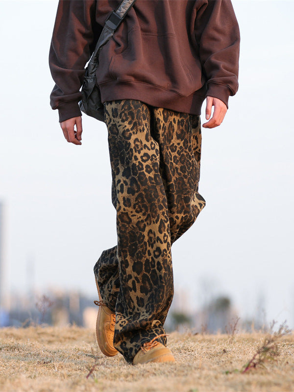 Leopard-print jeans