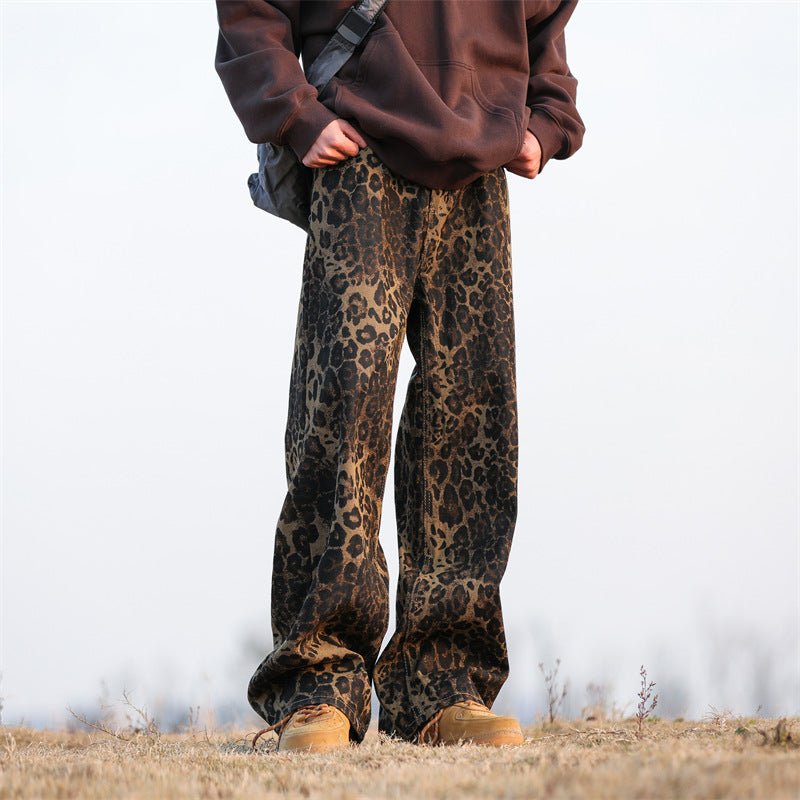Leopard-print jeans