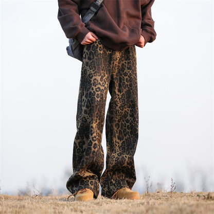 Leopard-print jeans