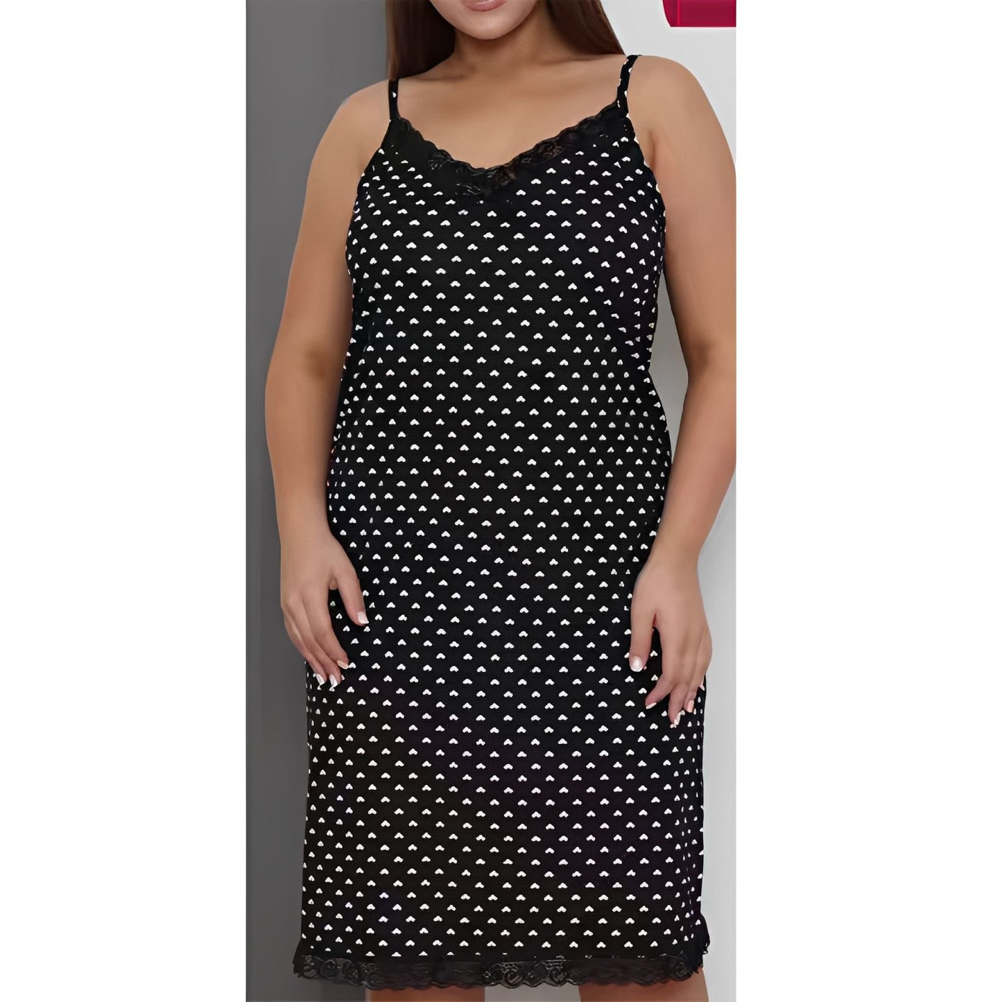 Leopard Print Lace Trim V-Neck Nightgown
